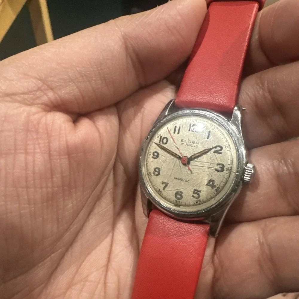 Works 1950s Eloga Swiss 17 Jewels Incabloc Manual Wind Watch 32mm 8